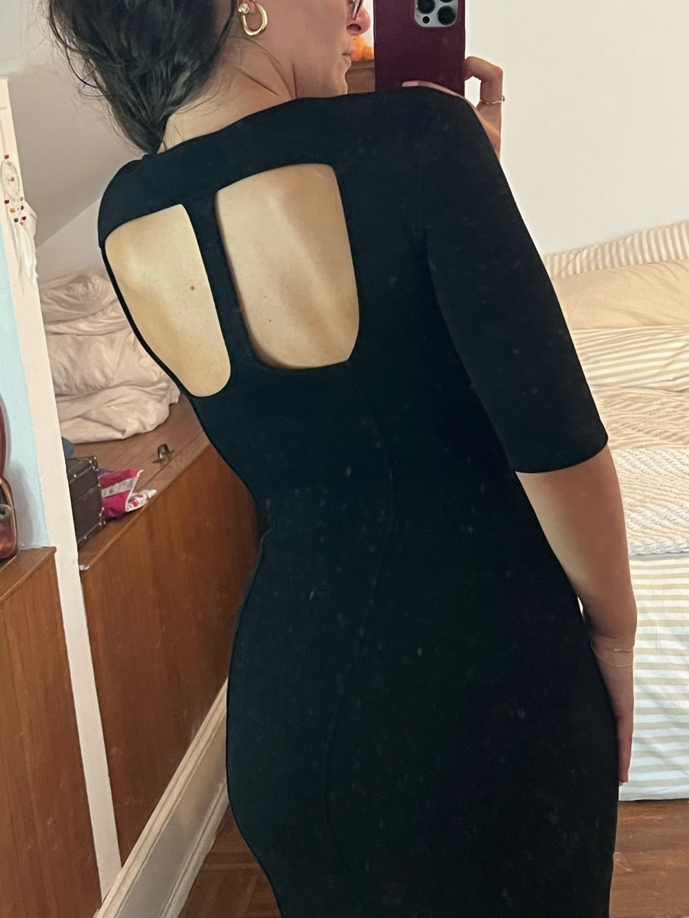 Helmut Lang Black Cutout-Back Bodycon Dress